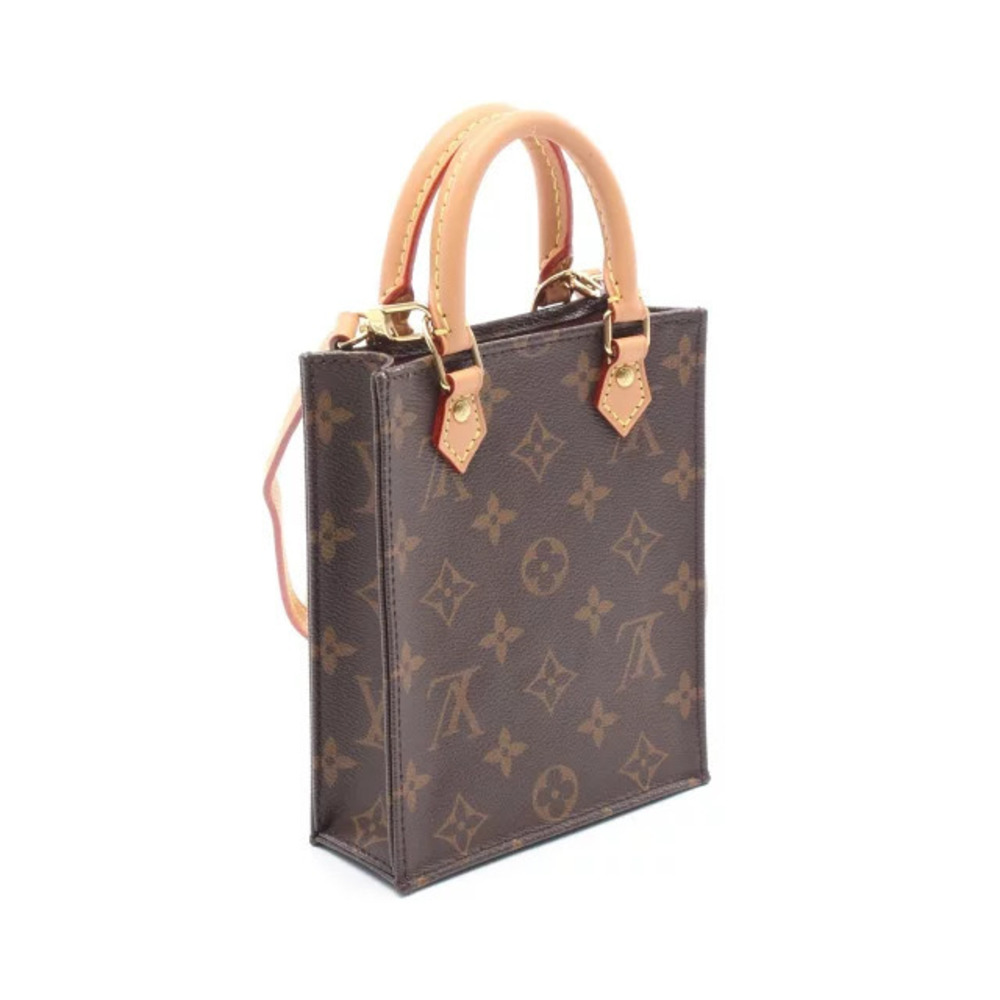 Louis Vuitton Brown Canvas Handbag Sac Leather Monogram Plat